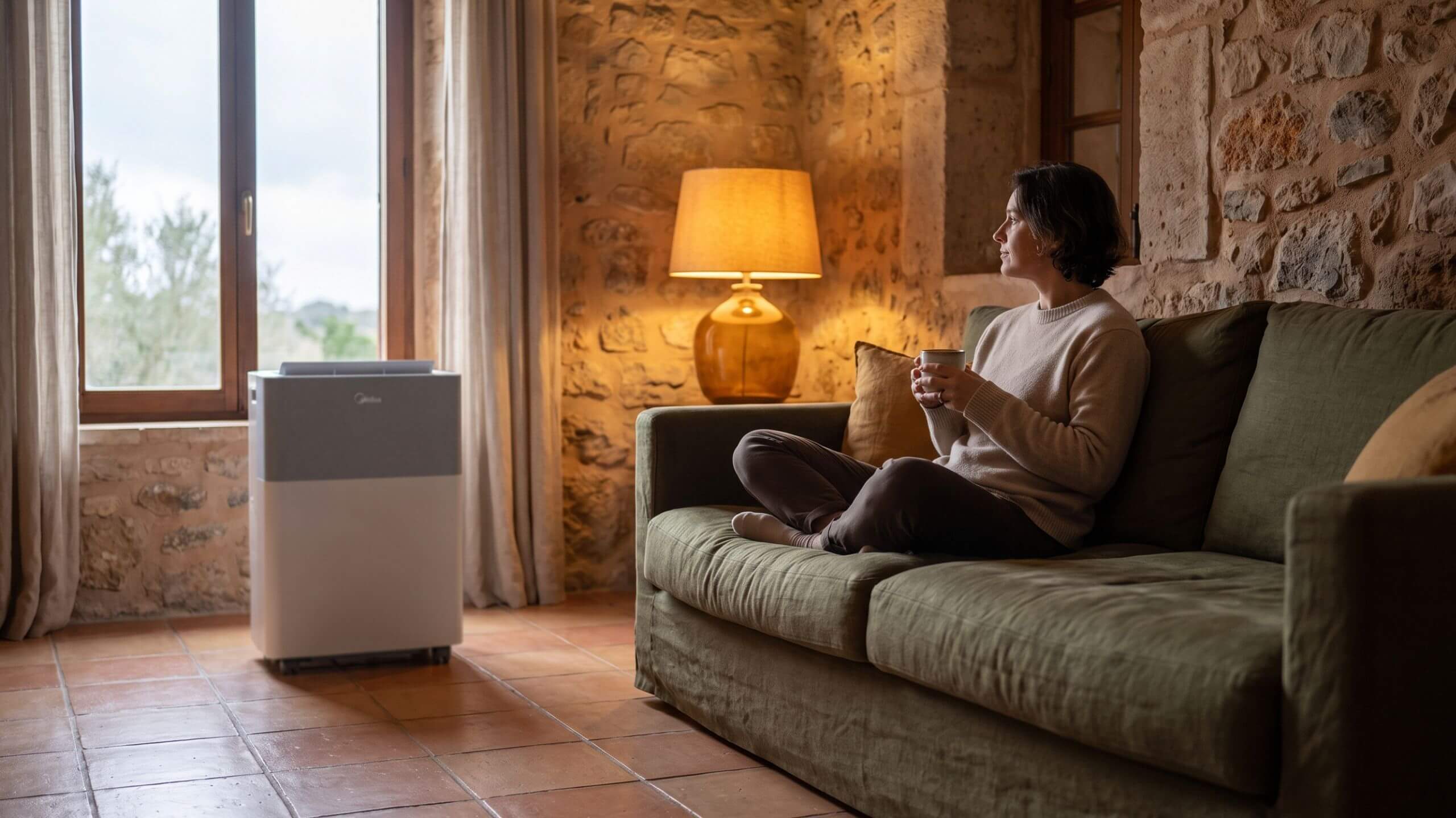 A person keeping cosy indoors on a grey Mallorca winter afternoon