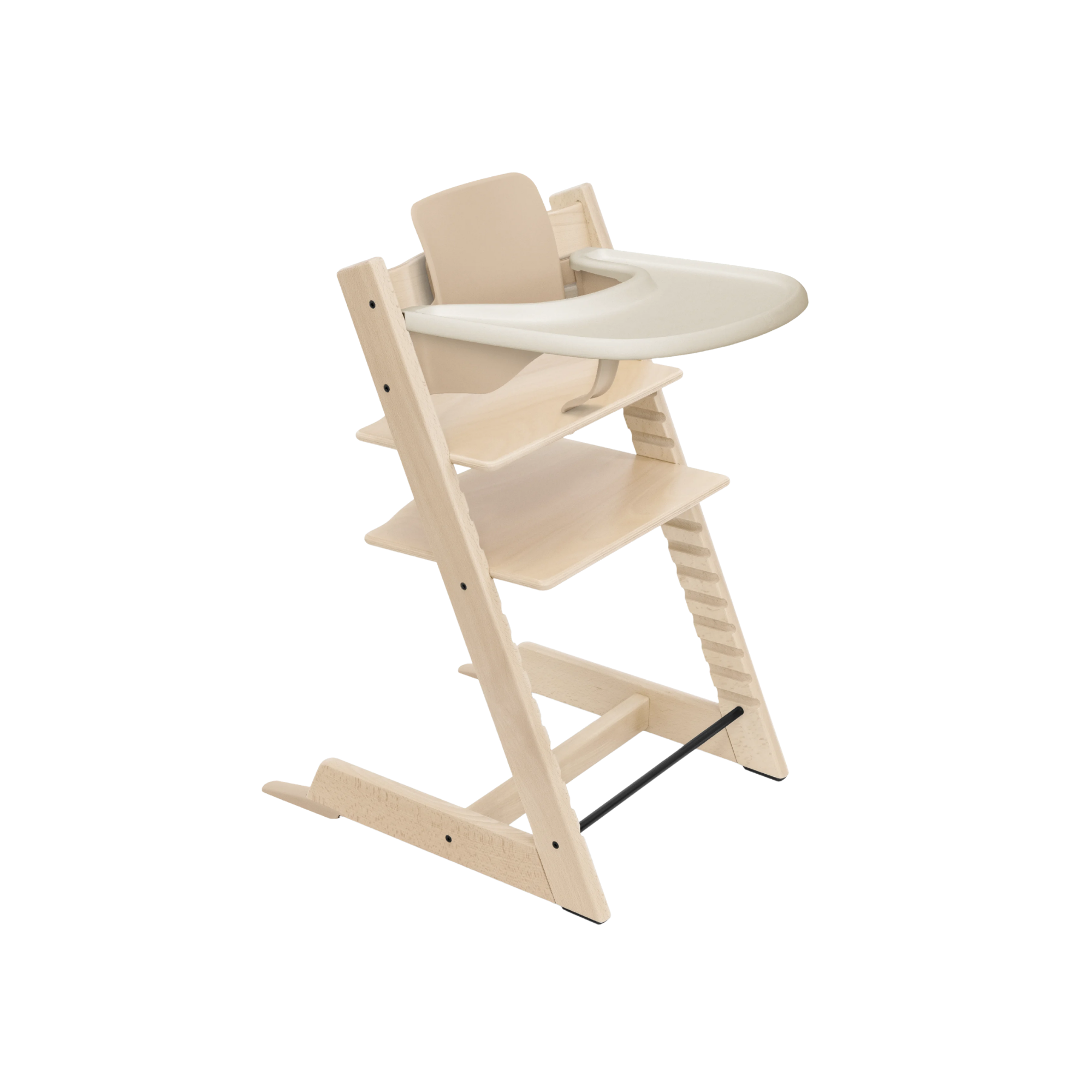 Stokke Tripp Trapp high chair with tray for rent on Mallorca.
